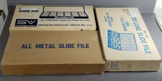 Vintage 35mm Slide Metal File Box Cases Holders Set Of 3 Great For Coins Too