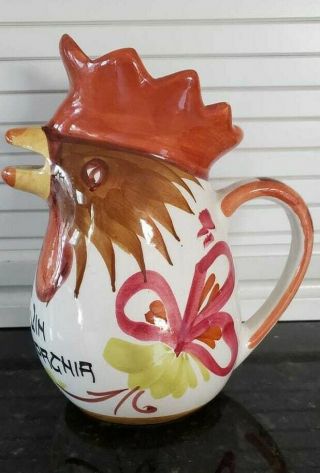 Vintage Italian Pottery Bassano Rooster Pitcher Hand Painted (chicken)