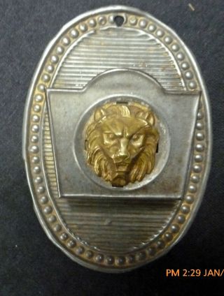 Vintage Tin Metal Wall Mount Match Holder With Lion 