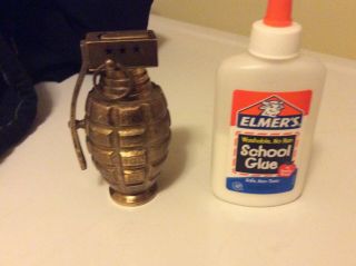 Vintage Brass Combat Hand Grenade Novelty Table Lighter