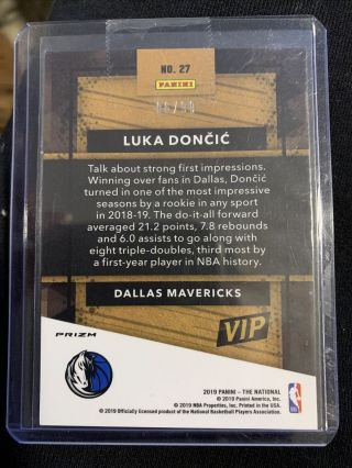 2019 Panini National Convention Gold Party VIP Luka Doncic 27 Purple Ice 6 /99 2