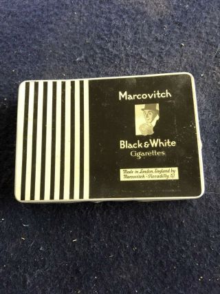 Vintage Marcovitch Black & White Cigarettes Empty Tin