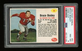 1962 Post Cereal Bruce Bosley 91 Psa 8 Nm - Mt 49ers Low Pop 1 Of 4