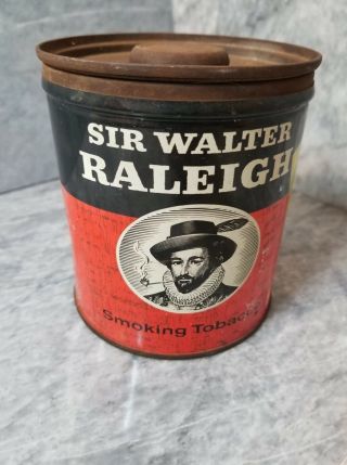 Vintage Sir Walter Raleigh Smoking Tobacco 14 Oz Large Tin Can