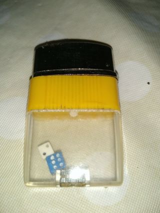 Vintage Yellow Band Scripto Vu Lighter With Dice