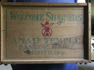 Vintage Woodware Sign Welcome Shriners August 11,  1950 Anah Temple Bangor Maine