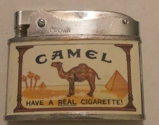 Vintage Camel Cigarettes Flat Advertising Lighter Patina Refillable