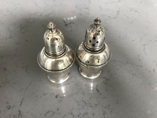 Vintage Sterling Silver Weighted Set Pepper And Salt Shakers