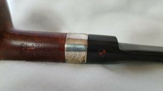 Vintage Estate Claridge Imported Briar Smoking Pipe With Sterling Silver Band 3
