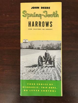 Vintage 1950s John Deere Spring - Tooth Harrows 32 - Page Color Fold Out Brochure