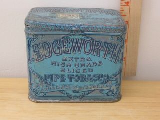 Vintage Edgeworth Extra Sliced Pipe Tobacco Tin With Tax Stamp