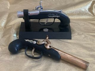 Set 2 Vintage Flintlock Pistol Cigarette Lighter Guns Derringer Metal Chevy P&a