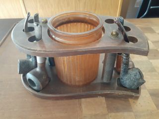 Vintage 6 Pipe Wood Stand Rack Holder - Five Pipes