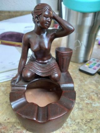 Vintage Clay Ash Tray Partial Nude Naked Lady Woman Risqué