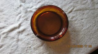 Vintage Brown Amber Glass Cigarette Cigar 8” Ashtray Round Edge Diamond Pattern
