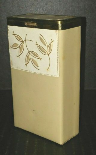 Vintage Collectible Princess Gardner Cigarette Case W/flip - Top Beige Leaf Design