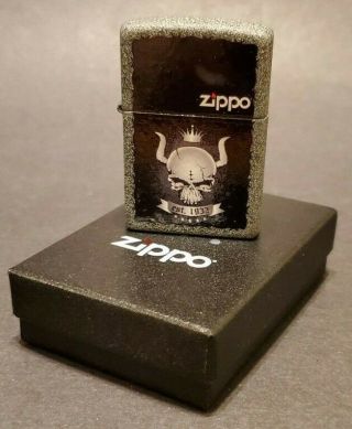 Zippo Lighter 2014 Skull Crown 28660 Iron Stone Finish -