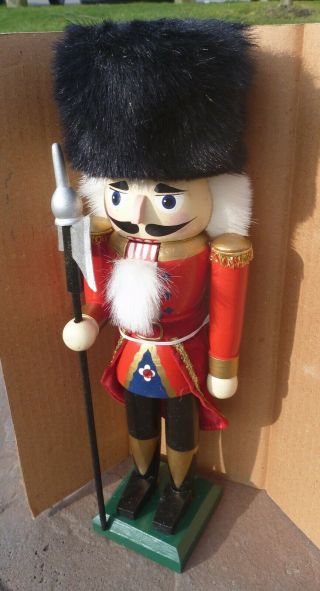 Vintage Handcrafted Wooden Russian Guard Nutcracker 15 Inch Tall