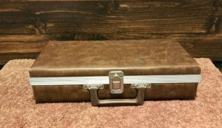 Vintage 24 Cassette Tape Carrying Case Brown Faux Leather Service Manufacturing