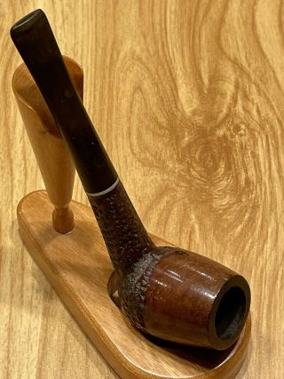 Vintage Straight Billiard Sitter Briar Pipe - Smooth With Rustic Carving