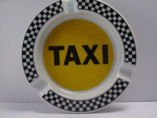 Vintage 1979 Vandor Yellow Checkered Taxi Cab Ashtray Checker Cab Souvenir
