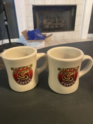 Waffle House Coffee Mug Cup Heavy Ceramic Vintage Restaurant Ware Set Of 2
