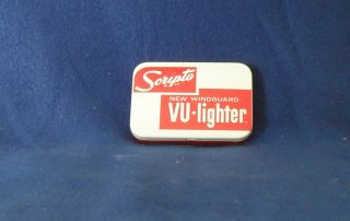 Vintage Scripto Vu - Lighter Tin Box Paper Bag And Contents Notice