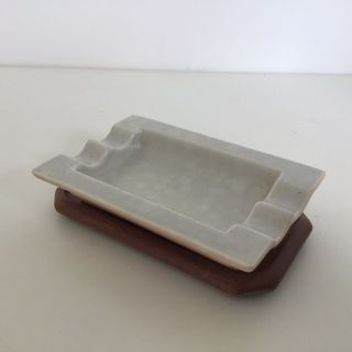 Vintage.  Poole Pottery C97 Ceramic Ash Tray With Wooden Stand.  England 664