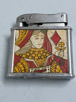 Antique Cigarette Lighter Colvair Slide - O - Matic Ko With Image Of A Lady