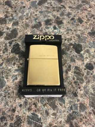 Unlit Zippo High Polished Brass Lighter 254 Engraved " Solid Brass "