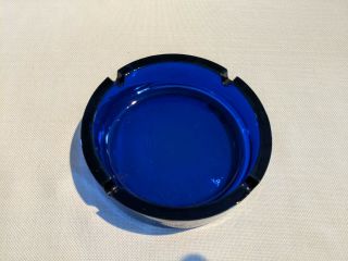Vintage Ashtray Cobalt Blue Glass Heavy 2