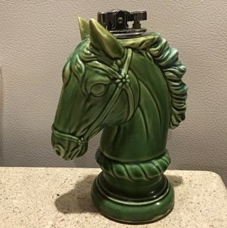 Vintage Horse Head Chess Piece Cigarette Lighter Green Japan