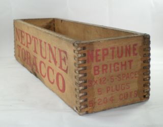 Vintage NEPTUNE TOBACCO Cut Plug Wooden Box P.  Lorillard Company Co. 2
