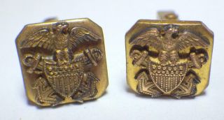 Wwii Antique Vintage Us Navy Brass Pilot Wings Cuff Links 12.  5mm X 12.  5mm