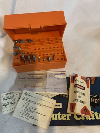 Vintage Sears Craftsman Router Bit Kit Orange Plastic Case 9 - 25437 17 Piece Kit