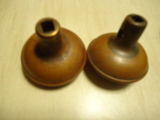 2 vintage antique old brass or copper door handles knobs 2
