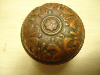 2 vintage antique old brass or copper door handles knobs 3