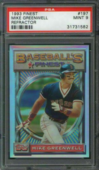 1993 Finest Refractor 197 Mike Greenwell Psa 9 Boston Red Sox