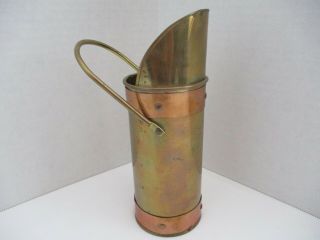 Vintage Solid Copper Fire Place Match Holder With Brass Accent