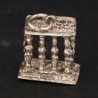 Vtg Sterling Silver - Greek Parthenon Temple Landmark Bracelet Charm - 2g