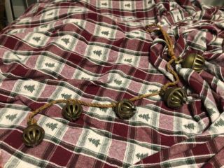 Vintage Brass Christmas Bells On Rope 26” Long Unique Design Melody Nr