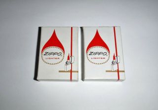 Two Vintage,  Small Empty Zippo Boxes,  Red And White,  For One Windproof Lighter