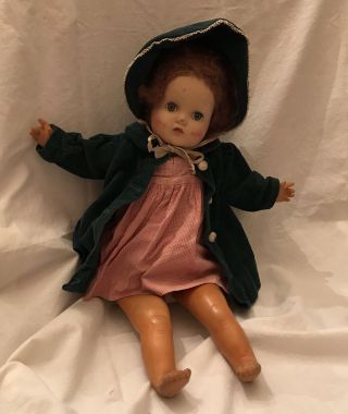 Antique Vintage Doll Composition Head,  Cloth Body Rubber Limbs 16 "