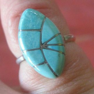 Vintage Zuni Native Southwest Sterling Silver Turquoise Ring Size 5.  5
