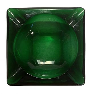 Mid Century Vintage Emerald Green 6 " Glass Square Ashtray.