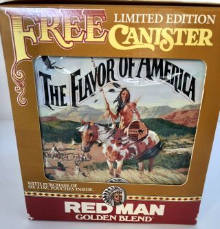 Red Man Chewing Tobacco Limited Edition Tin Canister 1991 " Chief Of The Chews "