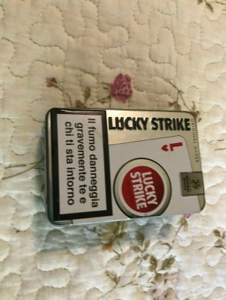 Vintage Lucky Strike Cigarette Case - Tin Box - 3 3/4 X 2 1/2 X 1 " - Good Color