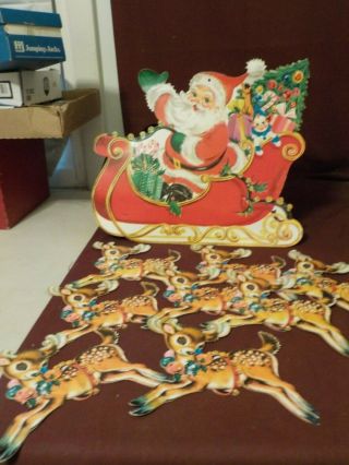 Vintage Santa Claus And Reindeer Posters By Carrington