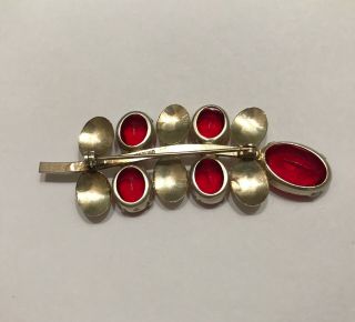 Antique Sterling Silver Brooch With Red Stones 2