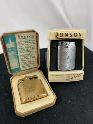 2 Vintage Ronson Butane Pocket Lighters With Boxes